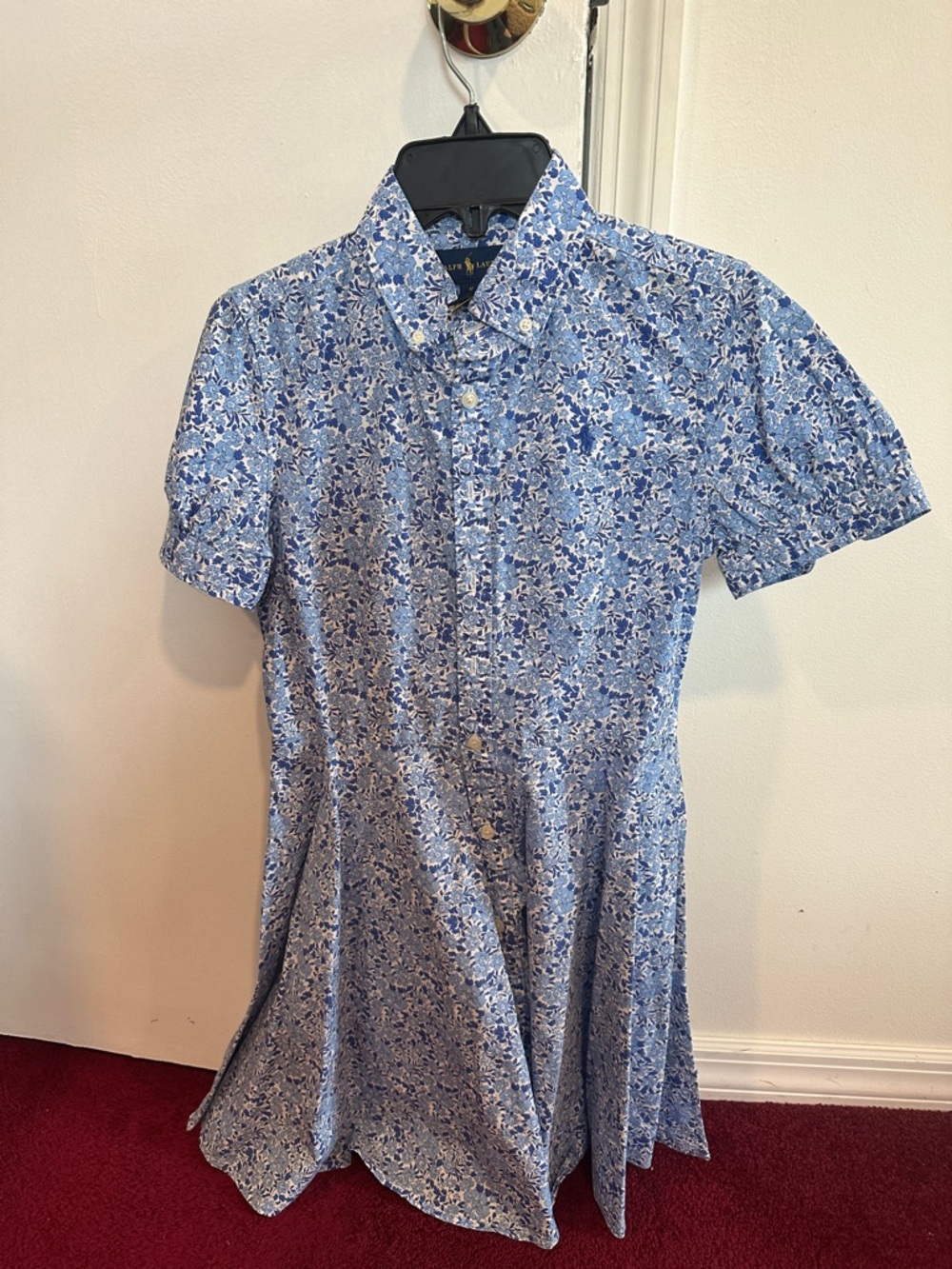 Ralph Lauren Blue Floral Short-Sleeve Shirt Dress